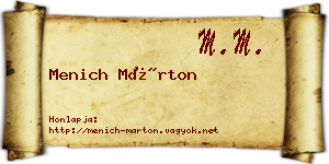 Menich Márton névjegykártya